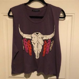 WildFox mauve/purple raw hem sleeveless T-shirt